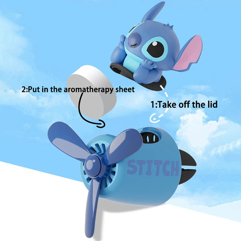 Stitch Car Air Freshener Cute Stitch Pilot Propeller Outlet Aromatherapy Car Interior Vent Fresheners Perfume Decor Gifts
