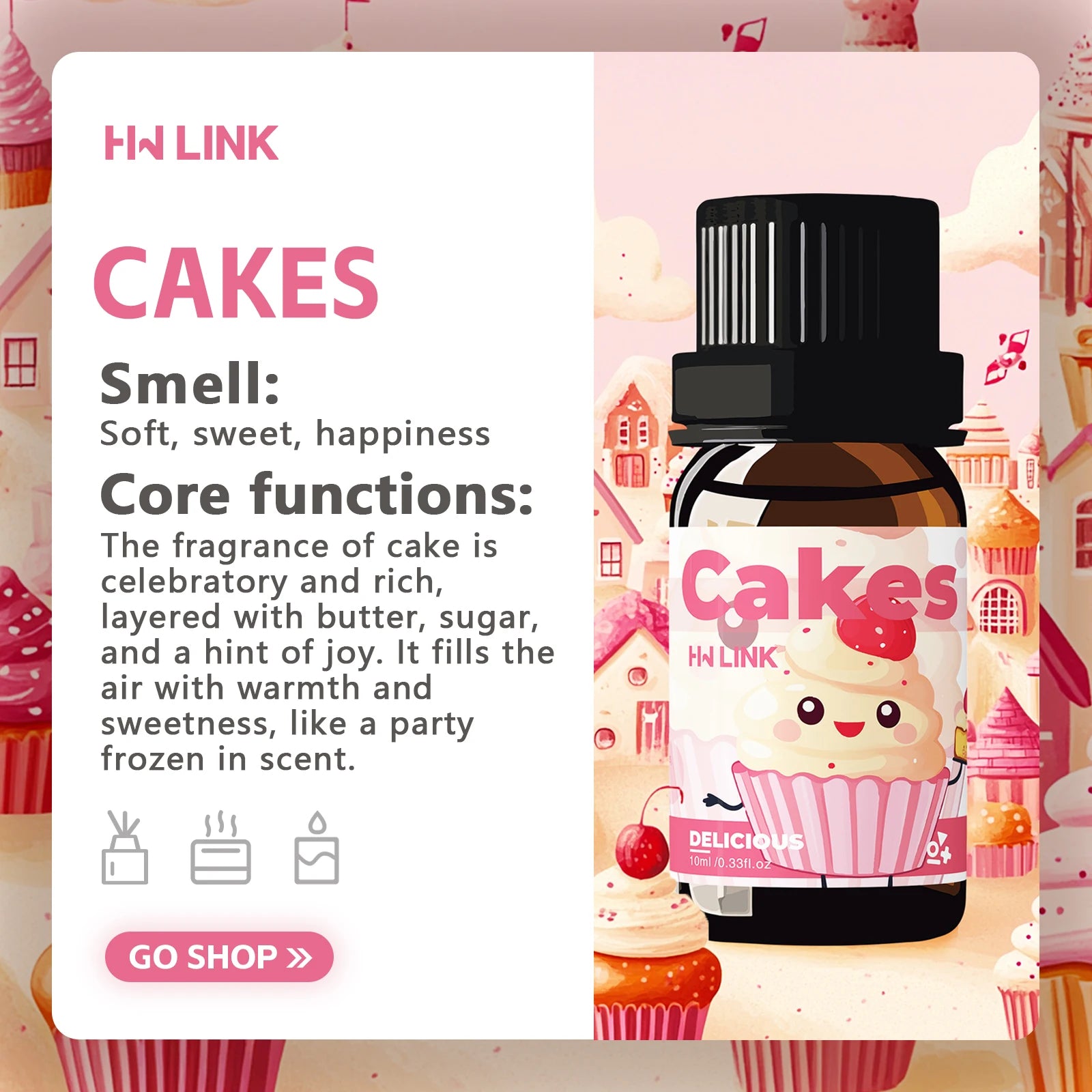 10ml Cakes Essential Oils Perfumes Skin Care Body Oil Candle, Soap Making, Aromatherapy, Humidifiers Gifts Car Air Freshener