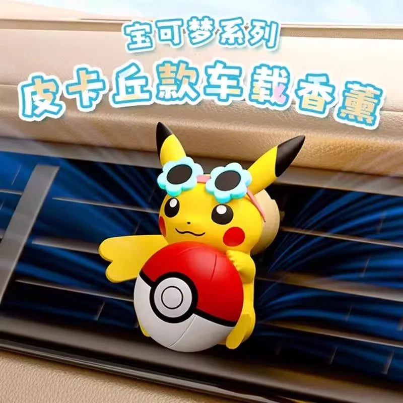 Anime Pokemon Pikachu Action Figure Car Fragrance Smell In Styling Vent Diffuse Propeller Clip Perfume Accessor Car Decoration
