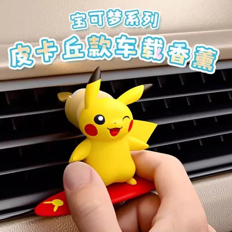 Anime Pokemon Pikachu Action Figure Car Fragrance Smell In Styling Vent Diffuse Propeller Clip Perfume Accessor Car Decoration