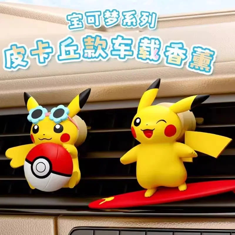 Anime Pokemon Pikachu Action Figure Car Fragrance Smell In Styling Vent Diffuse Propeller Clip Perfume Accessor Car Decoration