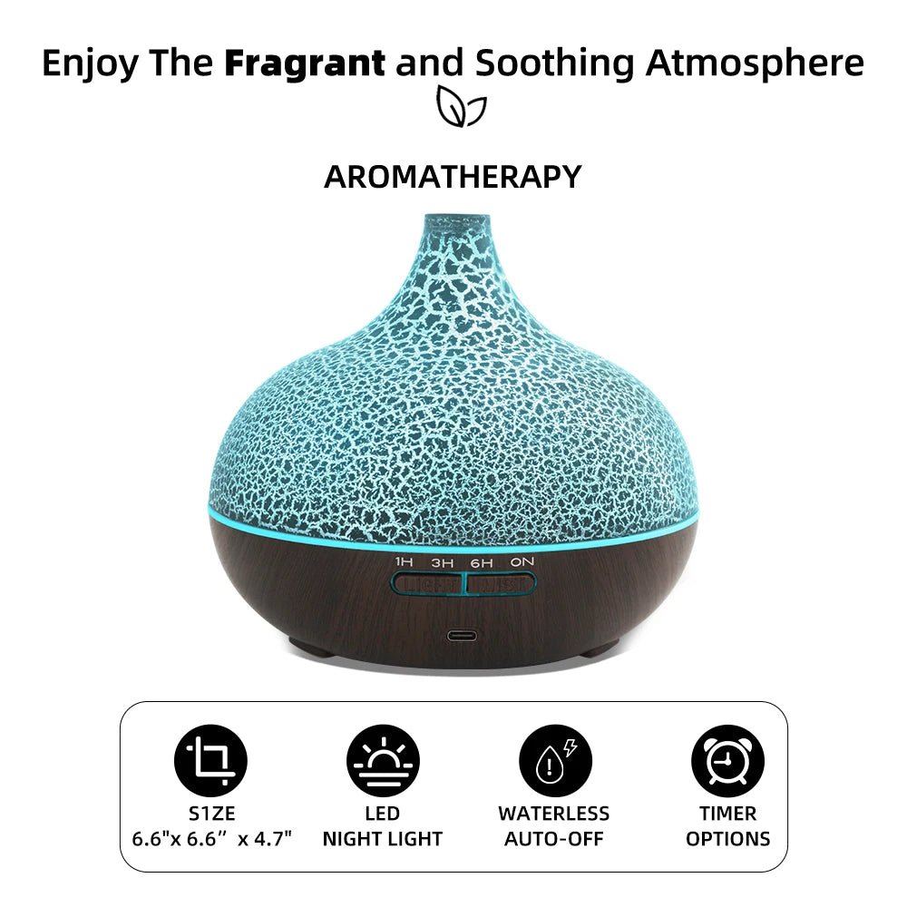 Ultrasonic Oil Diffuser 550ml, Auto Shut Off, Quiet for , Bedroom, Office, Spa