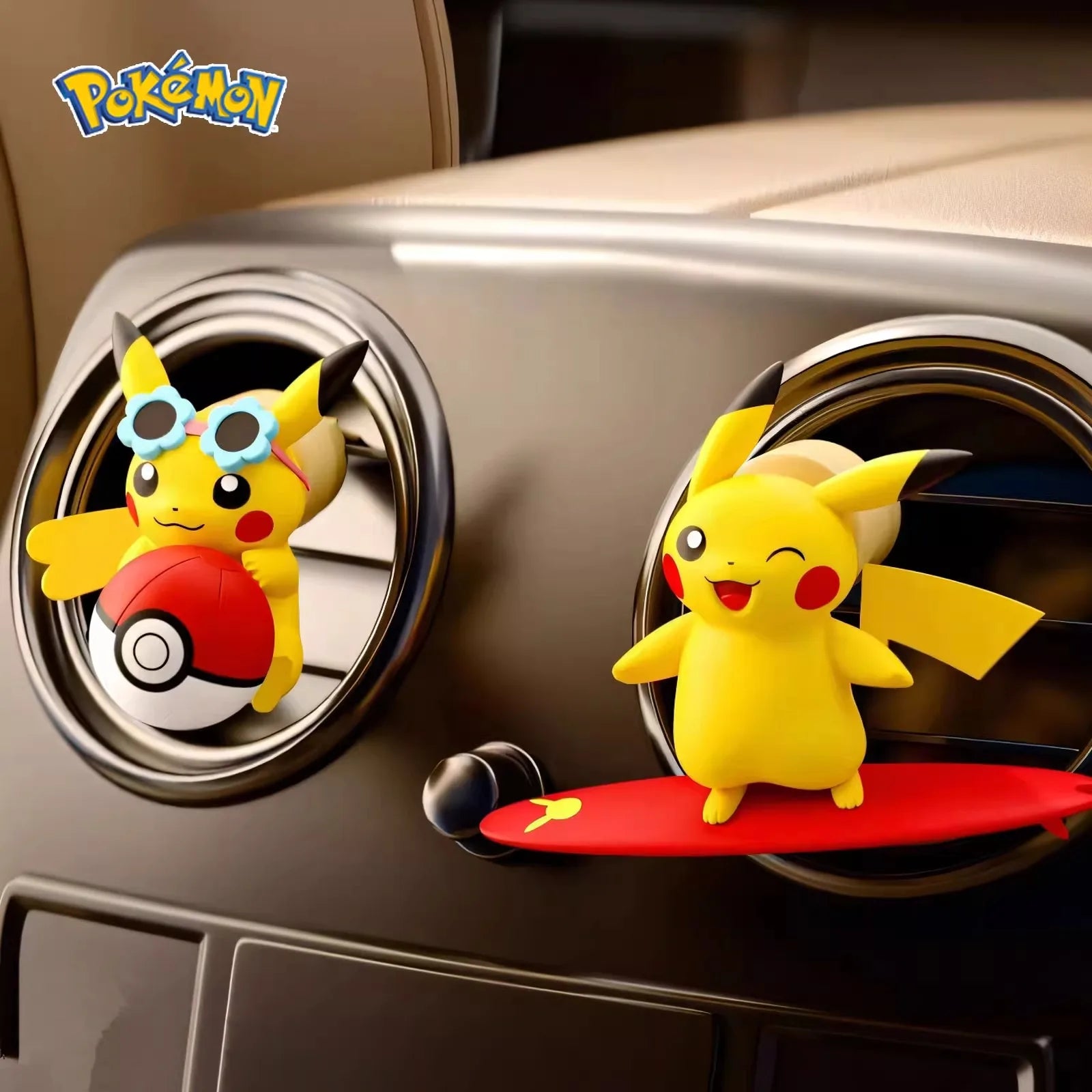 Anime Pokemon Pikachu Action Figure Car Fragrance Smell In Styling Vent Diffuse Propeller Clip Perfume Accessor Car Decoration